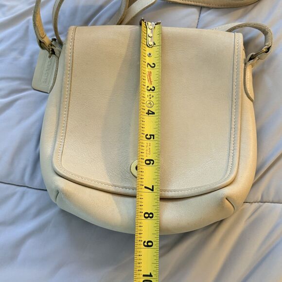 Coach Bag Vintage Companion Flap Purse Bone White Leather Crossbody Shoulder Bag - Picture 7 of 9